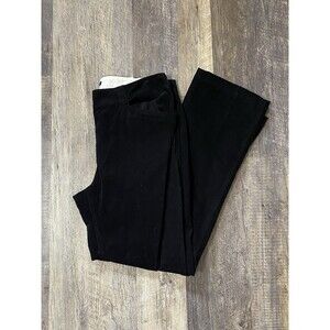 Lands End Corduroy Pants Womens 14 16 Black Straight Leg Classic Fit 33 Inseam